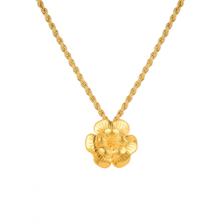 Golden Silver There Goes the Amlia Flower Necklace