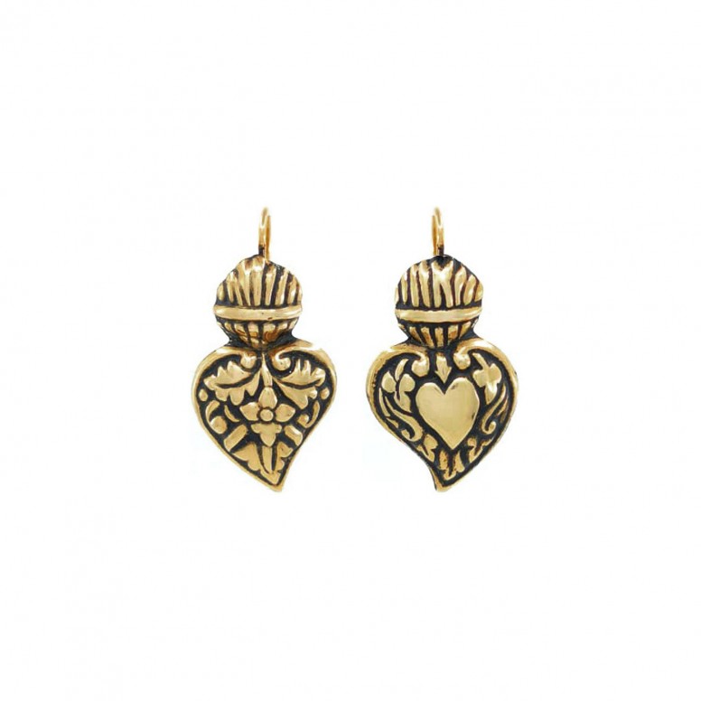 Pendientes Corazn de Viana Barroco Plata Dorada