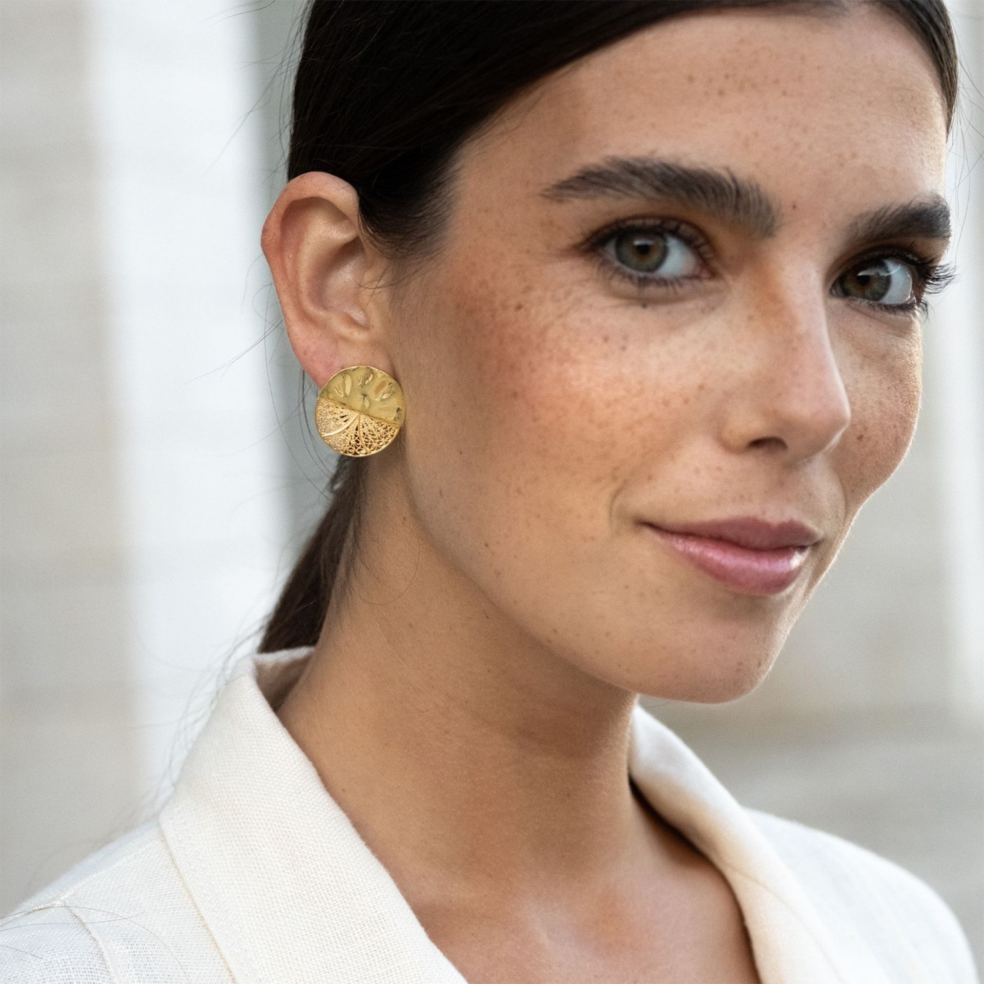 Pendientes Círculos Articulados Plata Dorada