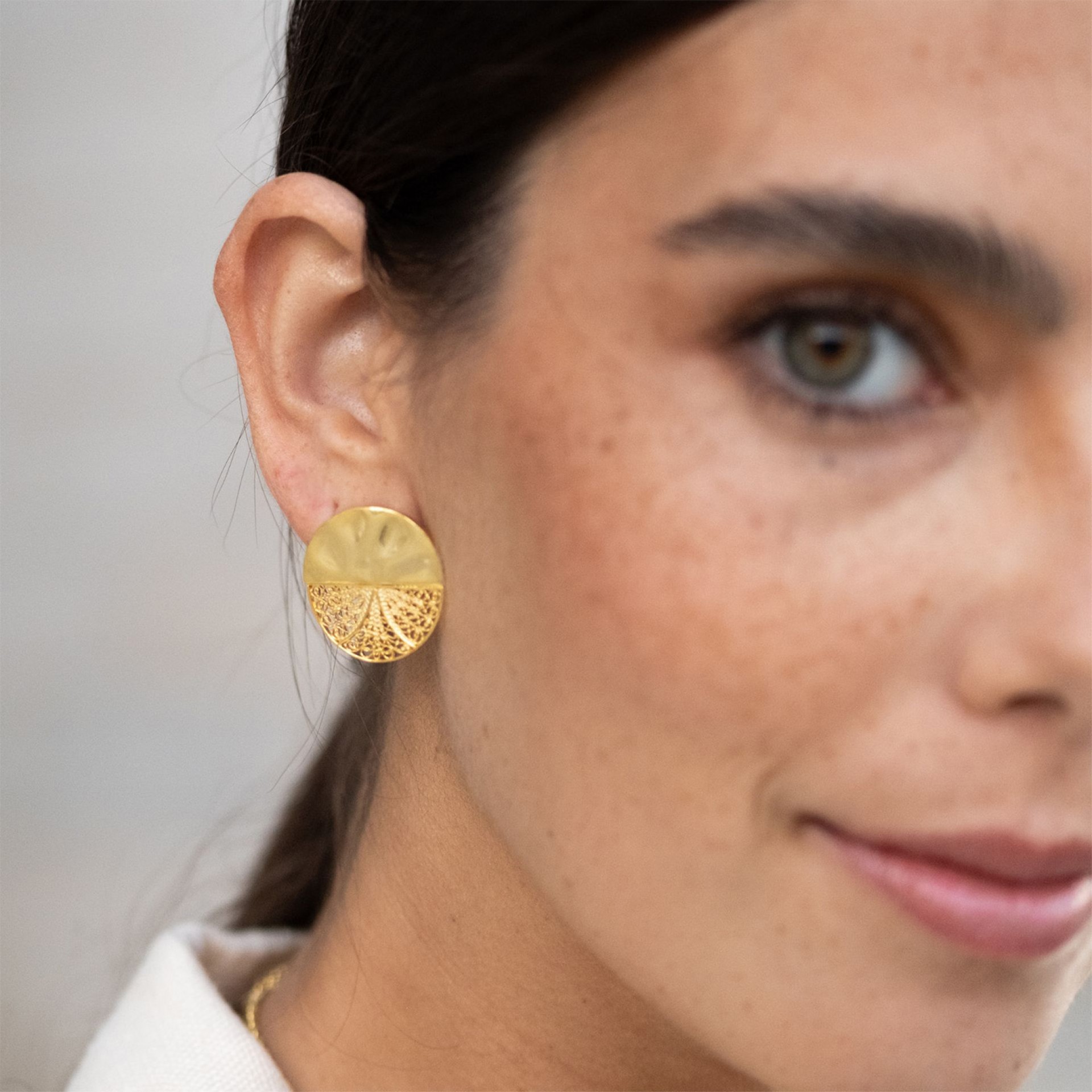 Pendientes Círculos Articulados Plata Dorada