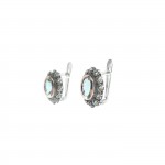 Blue Marcasites Silver and 9K Gold Earrings