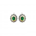 Green Marcasites Silver and 9K Gold Earrings