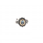 Blue Marcasites Silver and 9K Gold Ring