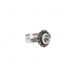 Anillo Azul Marcacitas Plata y Oro 9K