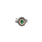 Green Marcasites Silver and 9K Gold Ring