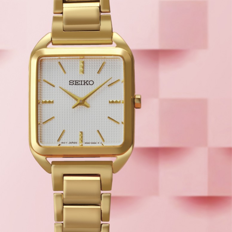 Rel�gio Ladies Quadrado Dourado
