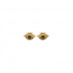 Brincos Evil Eye Gray Stud Gold