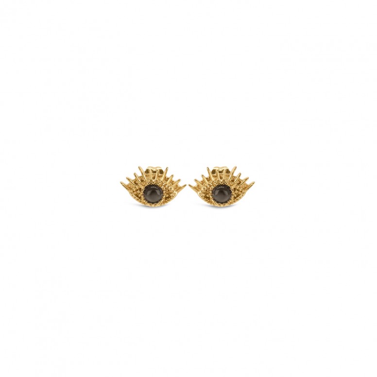 Pendientes Evil Eye Gray Stud Gold