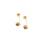 Evil Eye Gray Gold Earrings