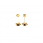 Evil Eye Gray Gold Earrings