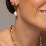 Pearly Hoops Gold Earrings