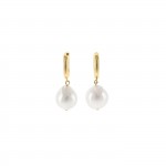 Pearly Hoops Gold Earrings