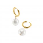 Pearly Hoops Gold Earrings