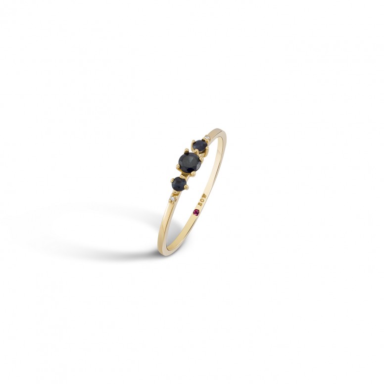 Anillo N.72 Oro 18K Zafiro y Diamantes 0,0008ct