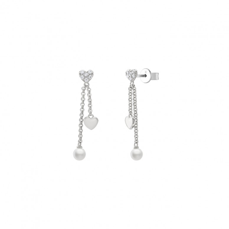 Hearts & Pearls Silver Earrings