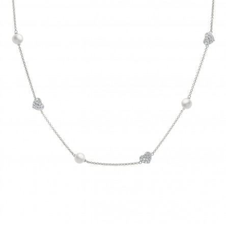 Hearts & Pearls Silver Necklace