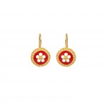 925 Gold Sterling Silver Caramujo Red Earrings