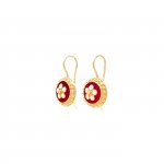 925 Gold Sterling Silver Caramujo Red Earrings