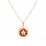 925 Gold Sterling Silver Caramujo Red Necklace