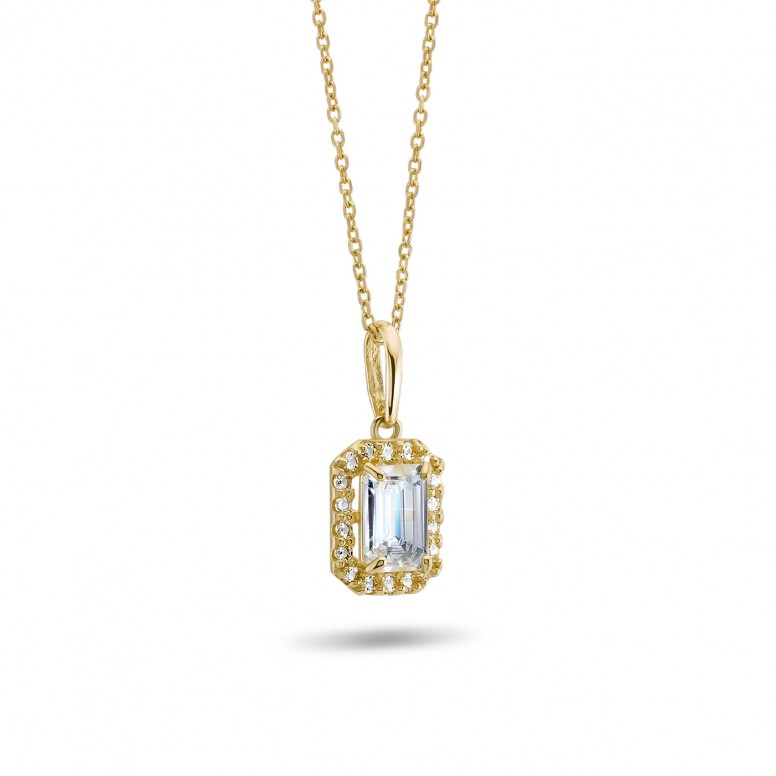 18K Gold Solitaire Topaz Necklace