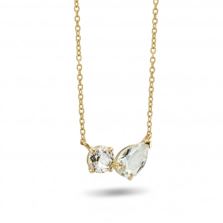18K Yellow Gold Double Necklace Topaz