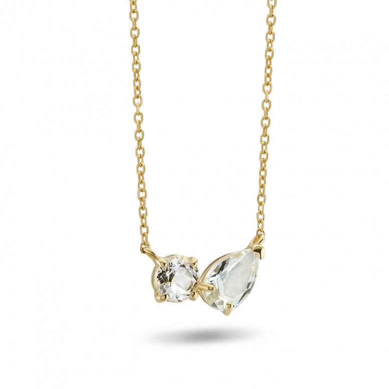 18K Gold Double Necklace Topaz