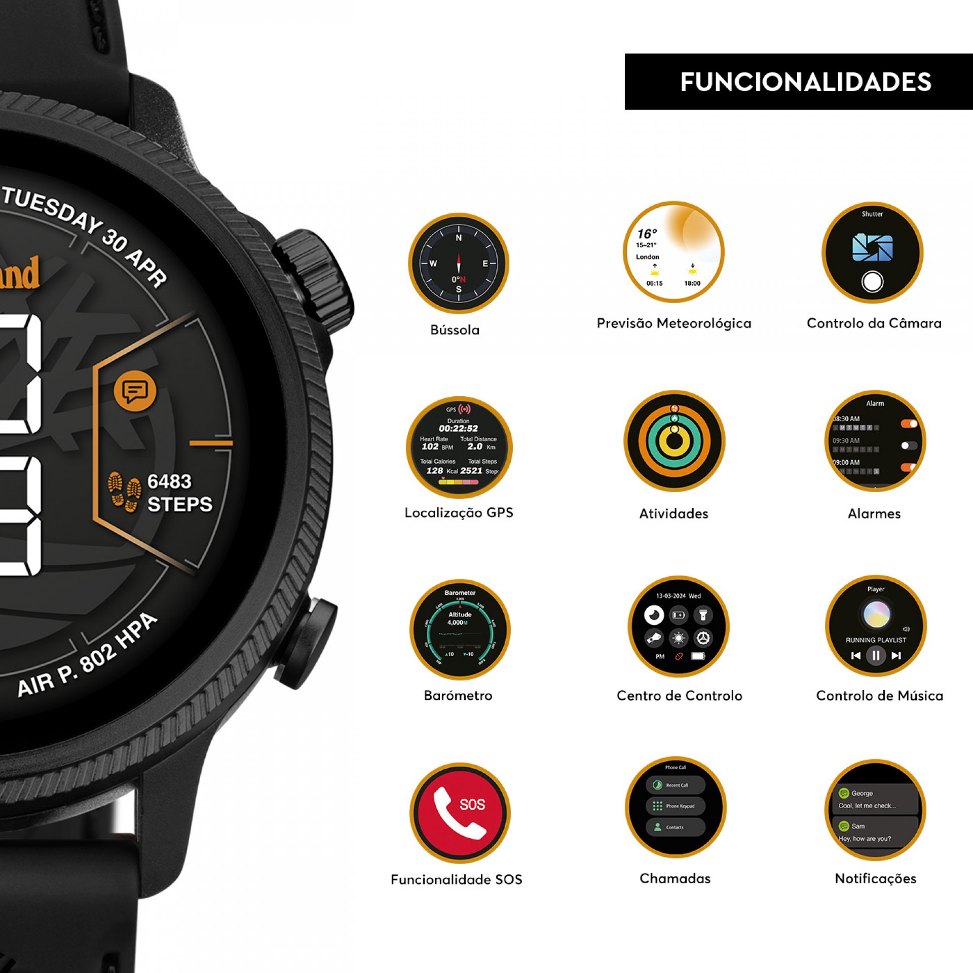 Relógio Smartwatch Trail Force Preto