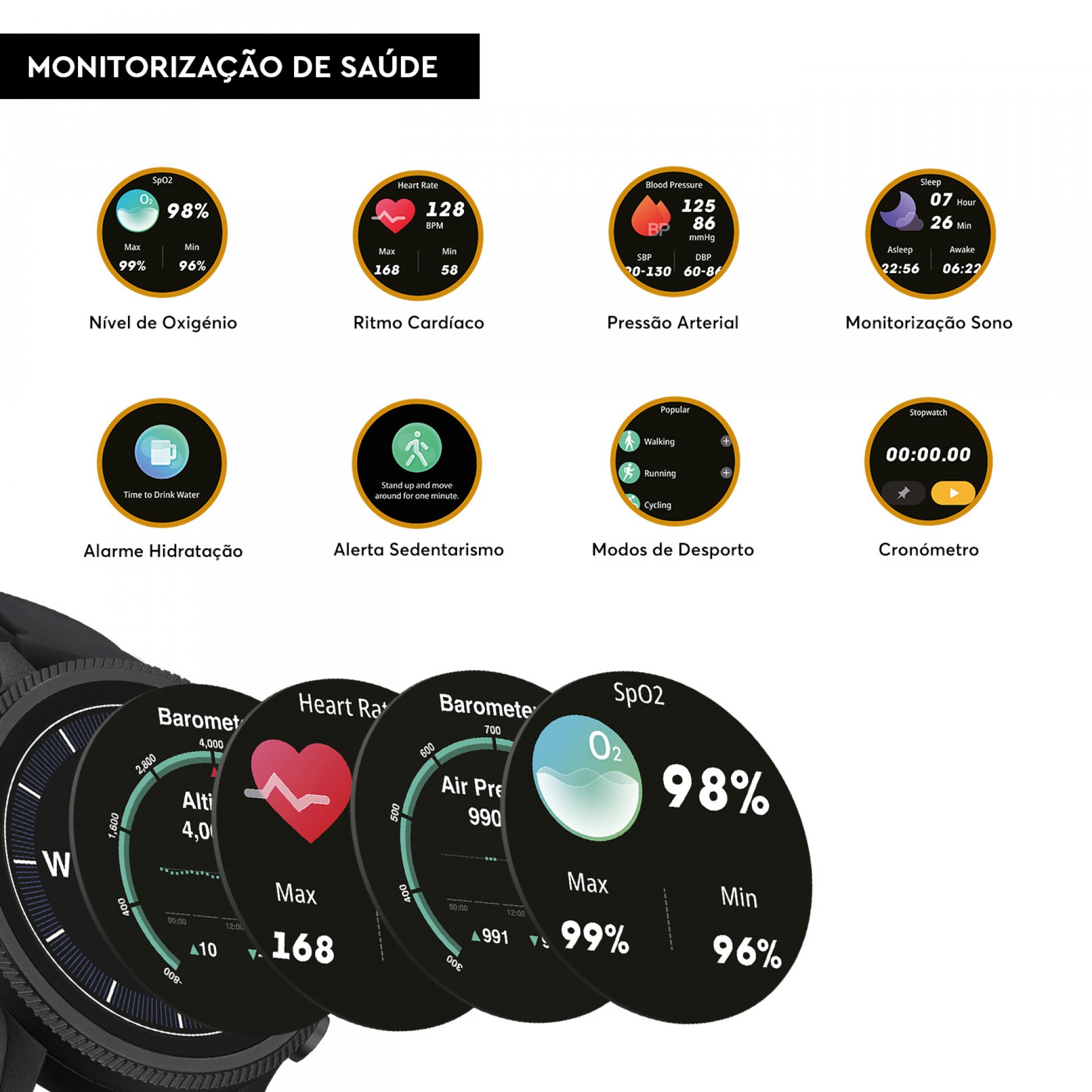 Relógio Smartwatch Trail Force Preto