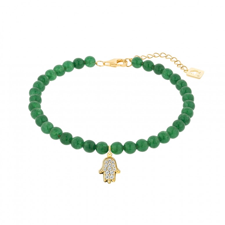 Lucky Colors Green Stones & Happiness Hand Bracelet