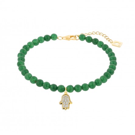 Lucky Colors Green Stones & Happiness Hand Bracelet