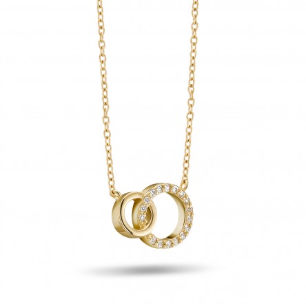 Two Circles I 18K Gold Topaz Necklace