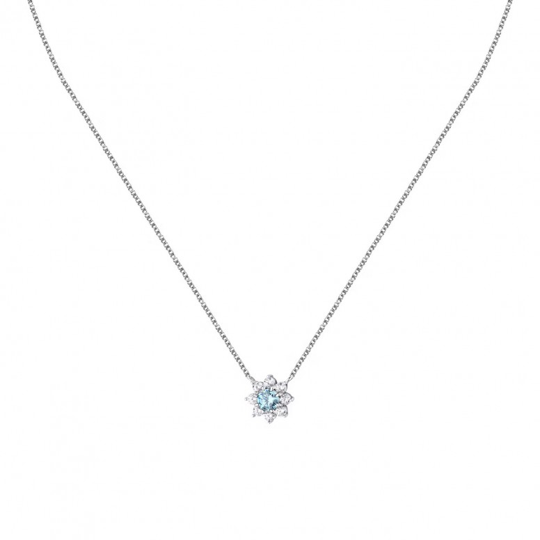 Tesori Aquamarine Flower Necklace