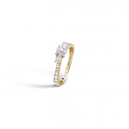 Ring N.78 18K Gold Topaz and Diamonds 0,21ct