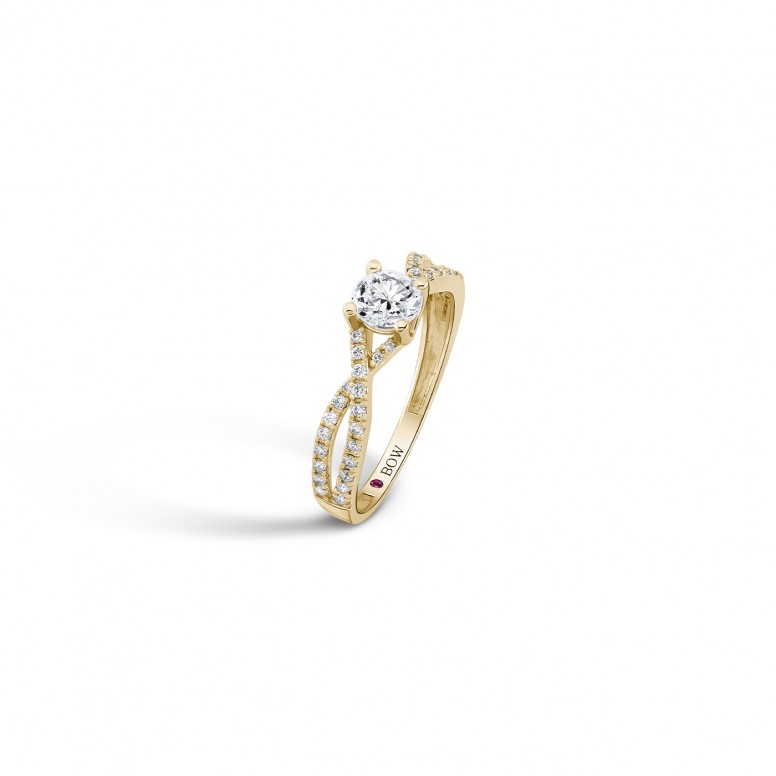 Anillo N.79 Oro 18K Topacio y Diamantes 0,20ct