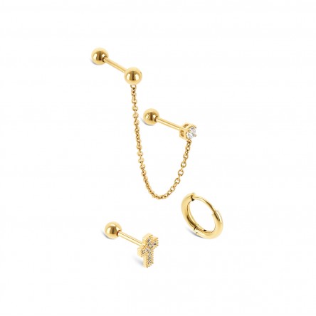 Cross Gold Earrings Set