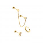 Cross Gold Earrings Set