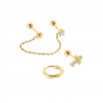 Cross Gold Earrings Set