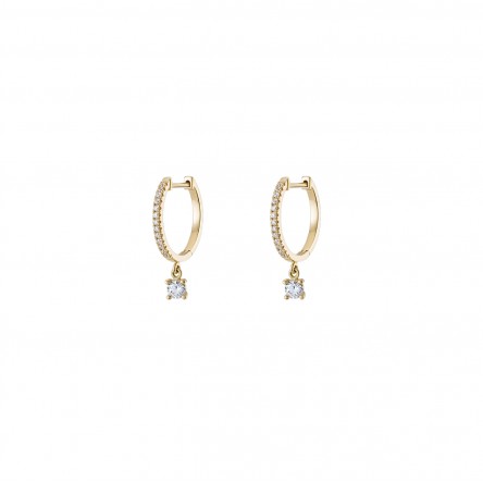 14K Gold Solitaire Hoops