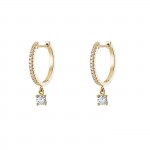 14K Gold Solitaire Hoops