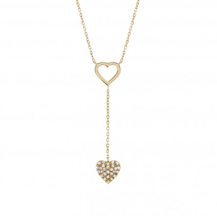 14K Gold Two Hearts Necklace