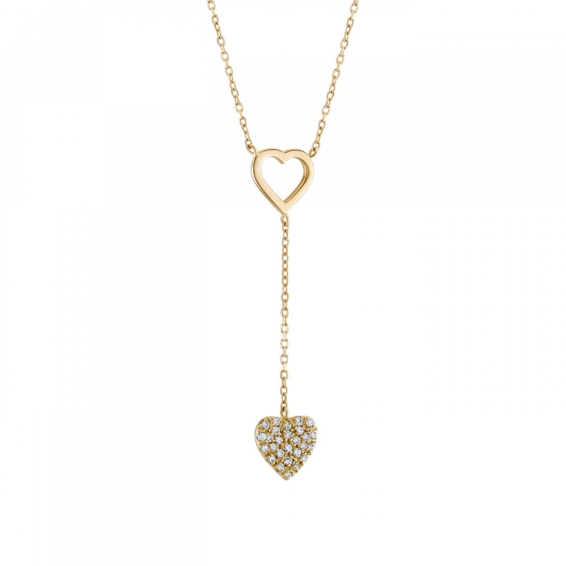 Colar Ouro 14K Two Hearts