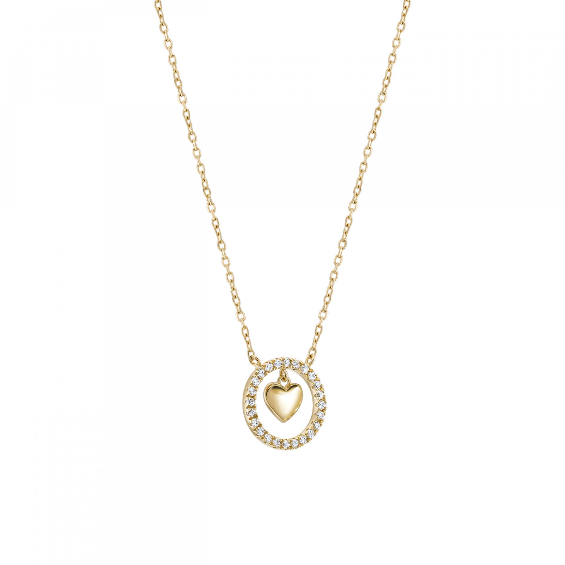 Colar Ouro 14K Circle & Heart