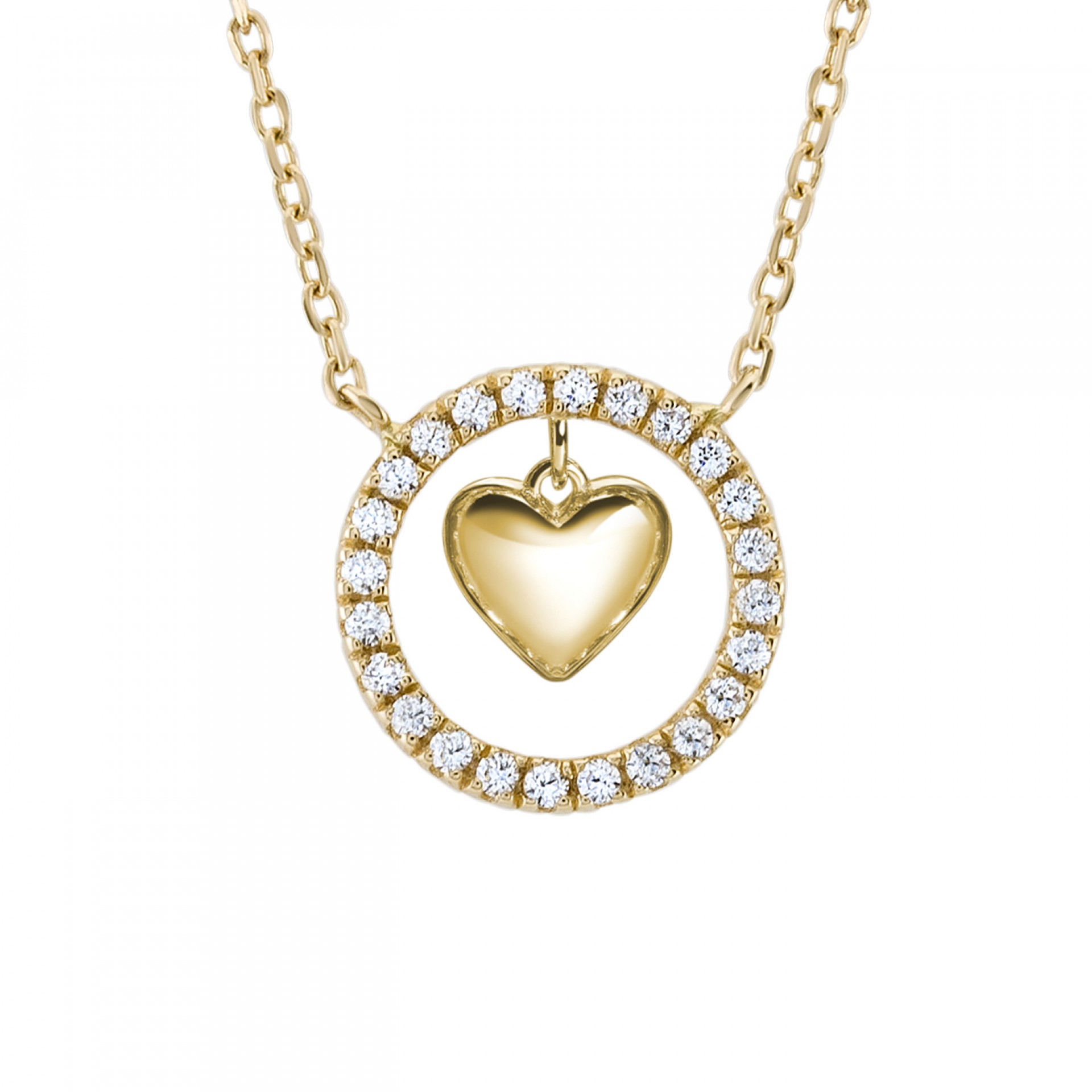 Colar Ouro 14K Circle & Heart