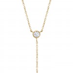 14K Gold Pearl & Solitaire Necklace