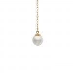 14K Gold Pearl & Solitaire Necklace