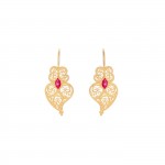 Red Viana Heart Earrings Gold-Plated Silver