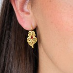 Red Viana Heart Earrings Gold-Plated Silver