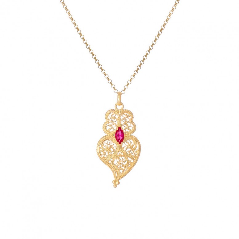 Red Viana Heart Necklace Gold-Plated Silver