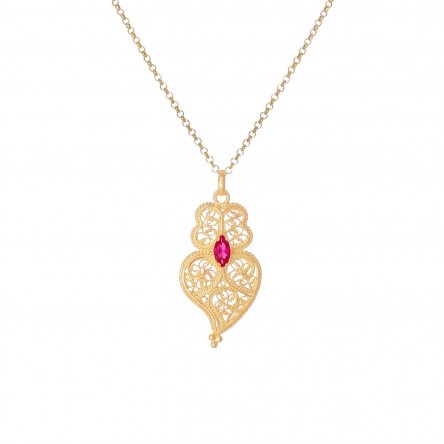 Red Viana Heart Necklace Gold-Plated Silver