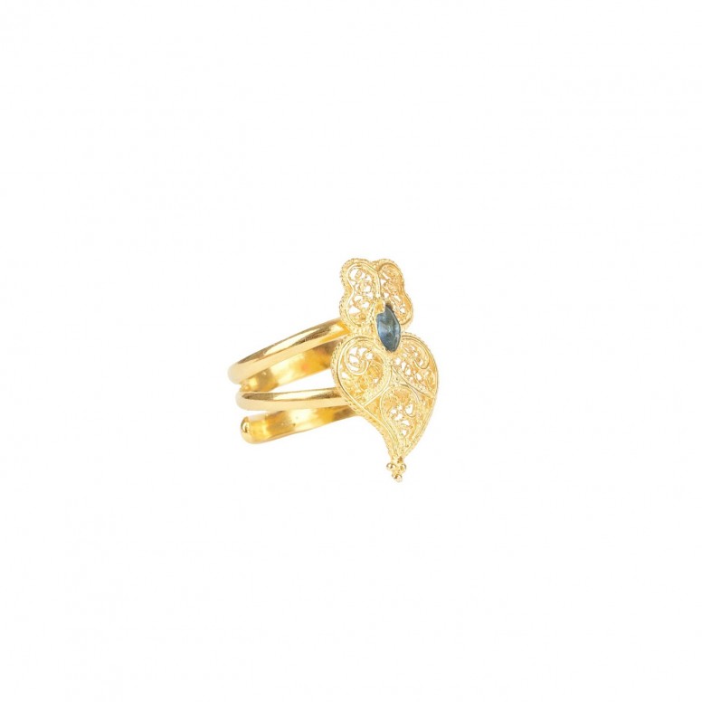 Red Viana Heart Ring Gold-Plated Silver